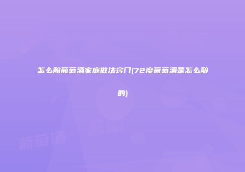 怎么酿葡萄酒家庭做法窍门(72度葡萄酒是怎么酿的)