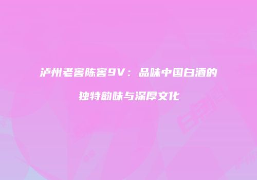 泸州老窖陈窖9V：品味中国白酒的独特韵味与深厚文化