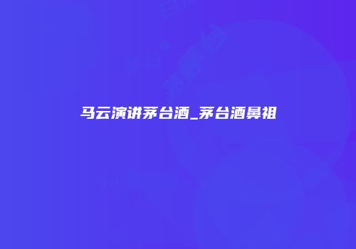 马云演讲茅台酒_茅台酒鼻祖