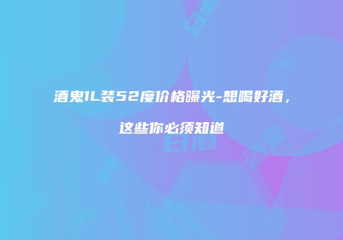 酒鬼1L装52度价格曝光-想喝好酒，这些你必须知道