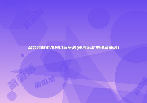 品尝吉林市小白山葡萄酒(来自东北的珍藏美酒)