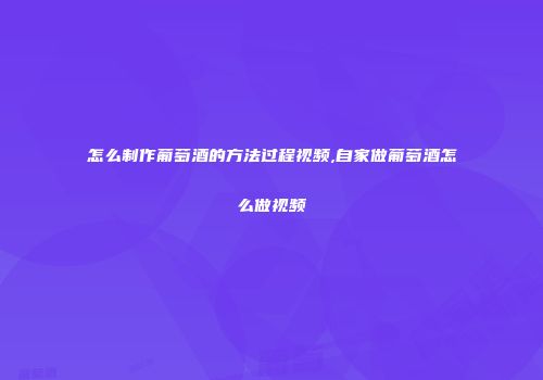 怎么制作葡萄酒的方法过程视频,自家做葡萄酒怎么做视频