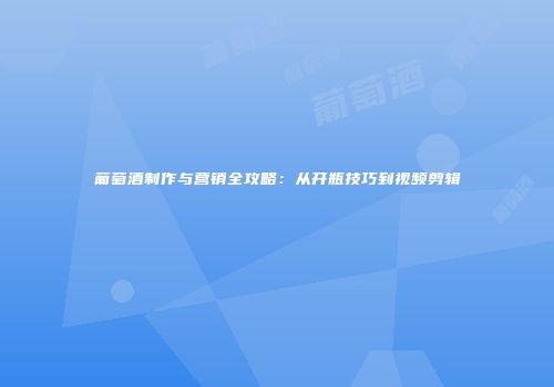 葡萄酒制作与营销全攻略：从开瓶技巧到视频剪辑