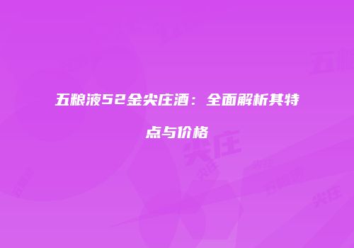 五粮液52金尖庄酒：全面解析其特点与价格