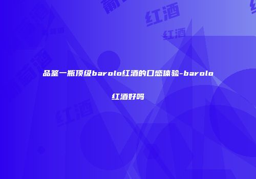 品鉴一瓶顶级barolo红酒的口感体验-barolo红酒好吗