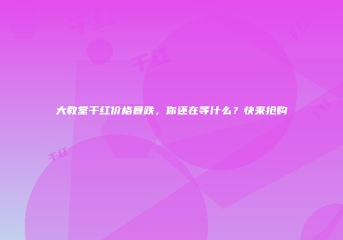 大教堂干红价格暴跌，你还在等什么？快来抢购
