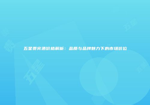 五星贵宾酒价格解析：品质与品牌魅力下的市场价位
