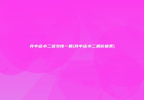 井中店小二多少钱一瓶(井中店小二酒价格表)