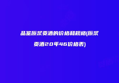 品鉴原浆贡酒的价格和规格(原浆贡酒20年46价格表)