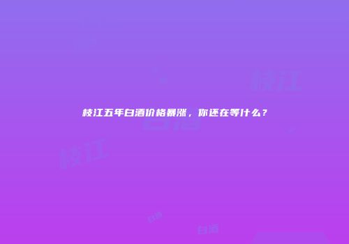 枝江五年白酒价格暴涨，你还在等什么？