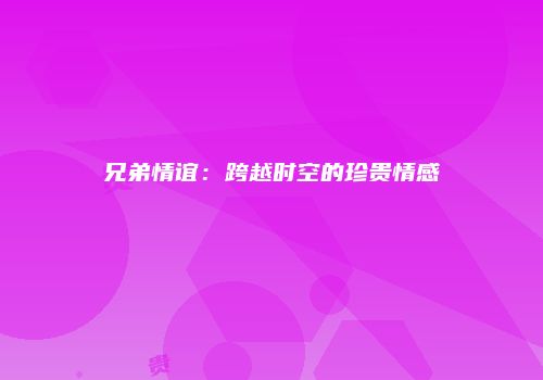 兄弟情谊：跨越时空的珍贵情感