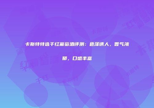 卡斯特特选干红葡萄酒评测：色泽诱人，香气浓郁，口感丰富