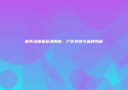 探索法国葡萄酒奥秘：产区特色与品牌揭秘