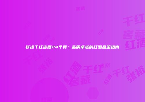 张裕干红窖藏24个月：品质卓越的红酒品鉴指南