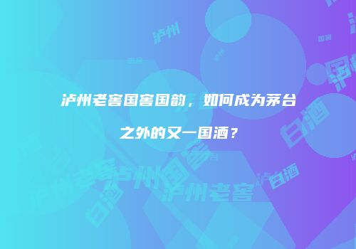 泸州老窖国窖国韵，如何成为茅台之外的又一国酒？