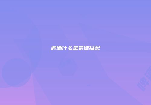啤酒什么是最佳搭配