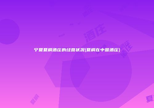 宁夏夏桐酒庄的经营状况(夏桐在中国酒庄)