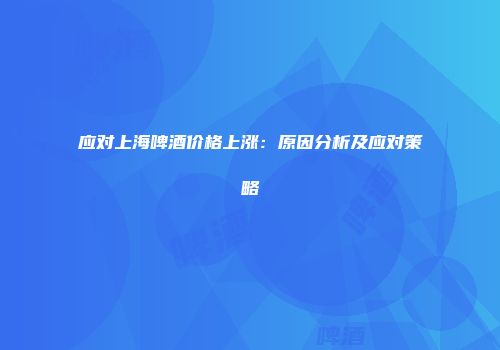应对上海啤酒价格上涨：原因分析及应对策略