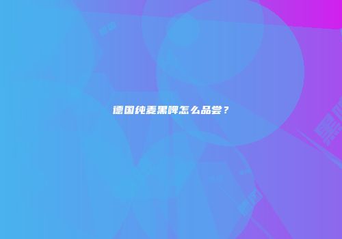 德国纯麦黑啤怎么品尝？
