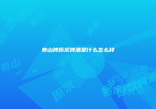 泰山啤原浆啤酒是什么怎么样