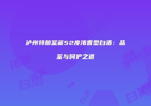 泸州特酿鉴藏52度浓香型白酒：品鉴与呵护之道