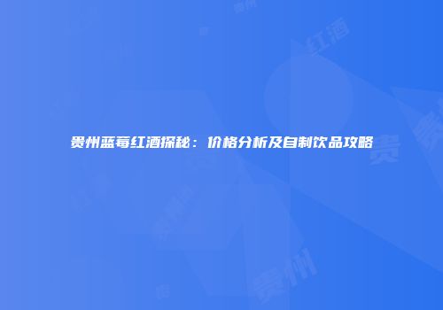 贵州蓝莓红酒探秘：价格分析及自制饮品攻略