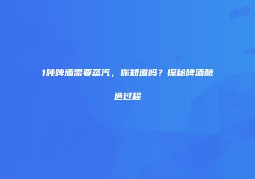 1吨啤酒需要蒸汽，你知道吗？探秘啤酒酿造过程