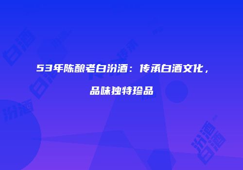 53年陈酿老白汾酒：传承白酒文化，品味独特珍品