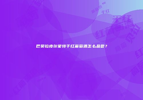 巴贝拉皮尔蒙特干红葡萄酒怎么品尝？
