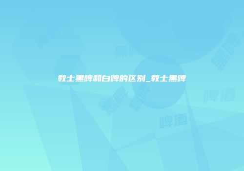 教士黑啤和白啤的区别_教士黑啤