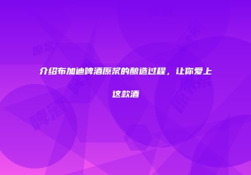 介绍布加迪啤酒原浆的酿造过程，让你爱上这款酒
