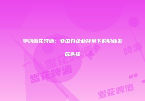 华润雪花啤酒：非国有企业背景下的职业发展选择