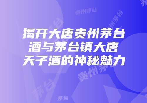 揭开大唐贵州茅台酒与茅台镇大唐天子酒的神秘魅力