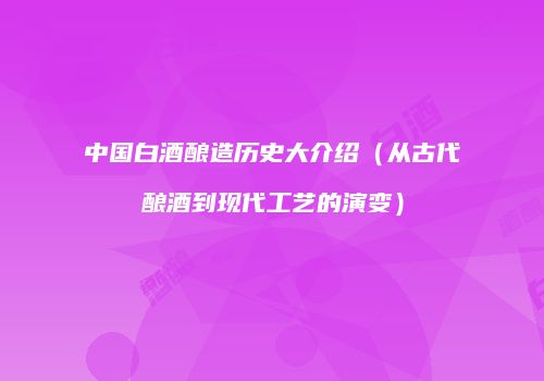 中国白酒酿造历史大介绍（从古代酿酒到现代工艺的演变）
