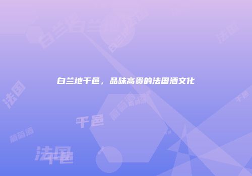 白兰地干邑，品味高贵的法国酒文化
