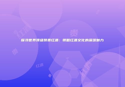 探寻世界顶级昂贵红酒：领略红酒文化的深邃魅力