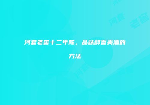 河套老窖十二年陈，品味醇香美酒的方法