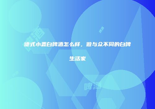 德式小麦白啤酒怎么样，做与众不同的白啤生活家