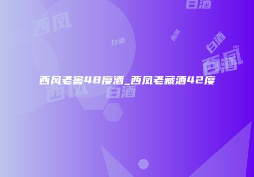 西风老窖48度酒_西凤老藏酒42度
