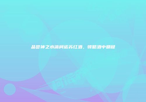 品尝神之水滴柯诺苏红酒，领略酒中精髓