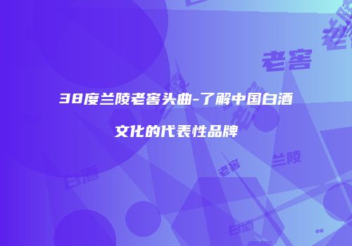 38度兰陵老窖头曲-了解中国白酒文化的代表性品牌