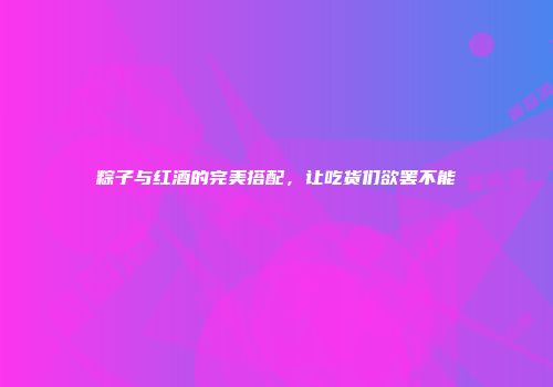 粽子与红酒的完美搭配，让吃货们欲罢不能