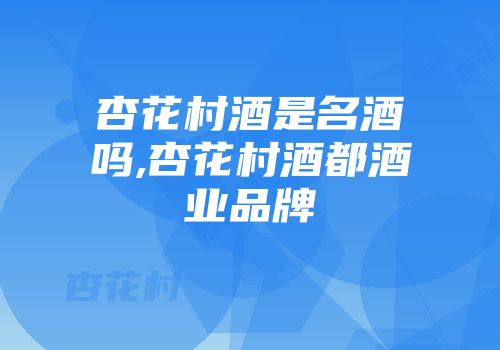杏花村酒是名酒吗,杏花村酒都酒业品牌