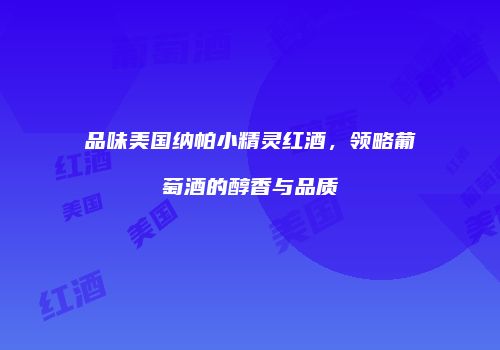 品味美国纳帕小精灵红酒，领略葡萄酒的醇香与品质