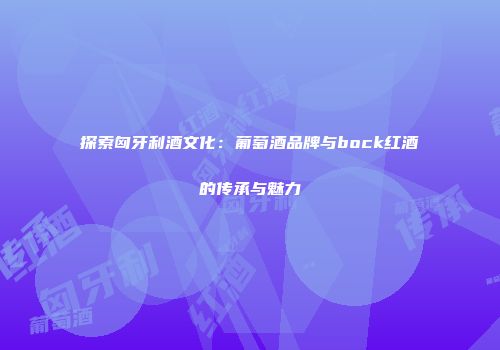 探索匈牙利酒文化：葡萄酒品牌与bock红酒的传承与魅力