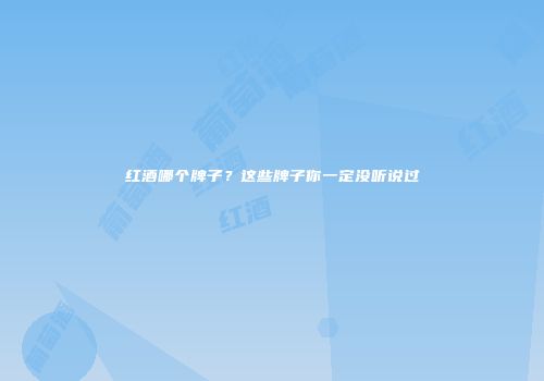 红酒哪个牌子？这些牌子你一定没听说过
