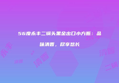 56度永丰二锅头黑金出口小方瓶：品味清香，尽享悠长