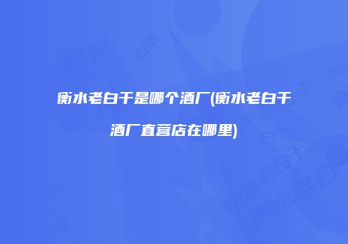 衡水老白干是哪个酒厂(衡水老白干酒厂直营店在哪里)