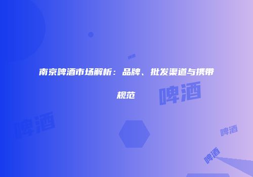 南京啤酒市场解析：品牌、批发渠道与携带规范