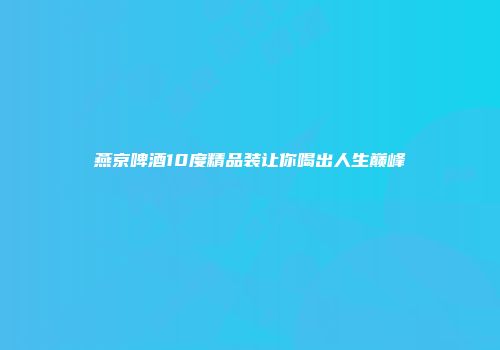燕京啤酒10度精品装让你喝出人生巅峰